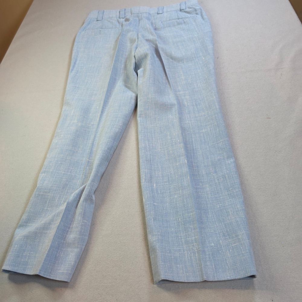 Vintage Light Blue Textured Trousers Straight Leg Distressed Patina 37x29.5 - Picture 5 of 5